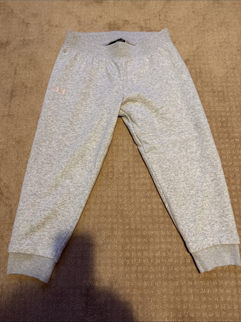 Under Armour Kids Light Gray Jogger Sweatpants with Pink Logo